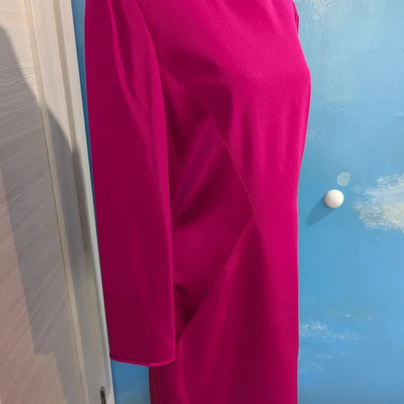 STARINGTON Vintage Pink Sheath Dress Long Sleeve Crew Neck, size 8, 100% silk - Picture 4 of 12